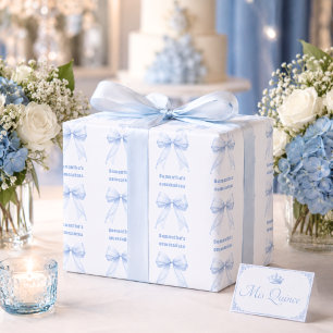 Quinceanera blaue Schleife weiß Geschenkpapier Set