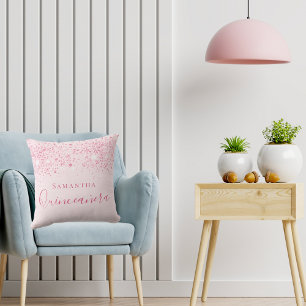 Quinceanera Blink Pink Glitzer Namenskript Kissen