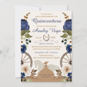 Quinceanera Blue Charra, Einladung zu Wasserfarben