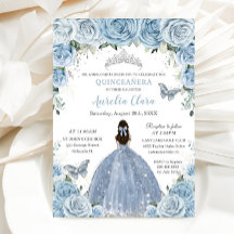 Quinceañera Blue Floral Butterfliegen Silver Tiara