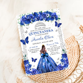 Quinceañera Blue Rose Blütenprinzessin Butterflieg Einladung
