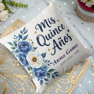 Quinceanera Blue Rose Personalisiert Mis Quince An Kissen