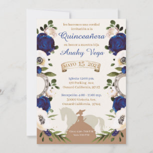 Quinceañera Blue Royal Charra, Charro Western Save The Date