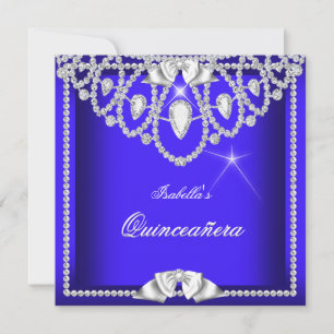 Quinceanera Blue Silver Diamond Party 15. 3 Einladung