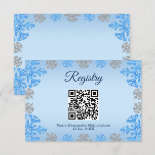 Quinceañera Blue Silver Winter Snowflake Registry Begleitkarte