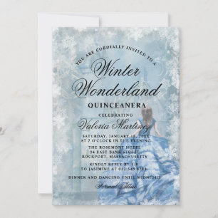 Quinceanera Blue Winter Wonderland Princess Einladung