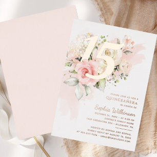 Quinceanera Blumen 15. Geburtstag Rose Gold Folieneinladung