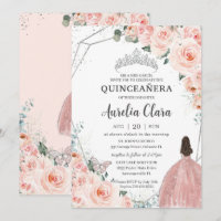 Quinceañera Blush Bloral Prinzessin Silver Crown