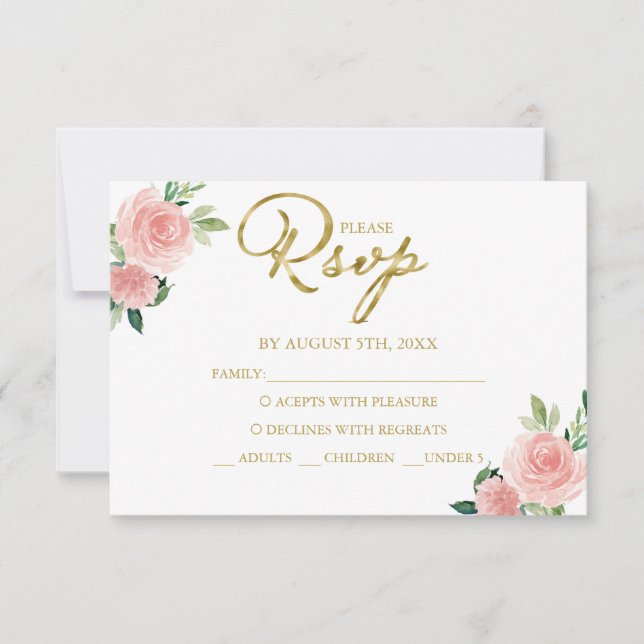 Quinceanera Blush Floral Response Card (Vorderseite)