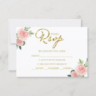 Quinceanera Blush Floral Response Card