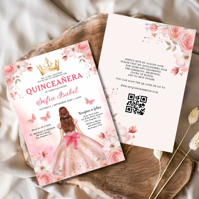 Quinceañera Blush Pink QR-Code Einladung (Von Creator hochgeladen)