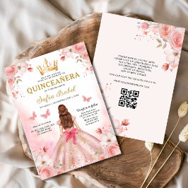 Quinceañera Blush Pink QR-Code Einladung