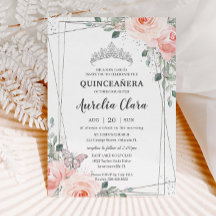 Quinceañera Blush Pink Rose Butterfly Crown