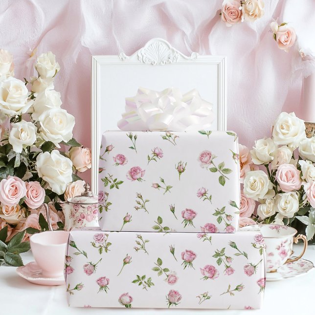 Quinceanera Blush Pink Rose Geburtstag Geschenkpapier (Von Creator hochgeladen)