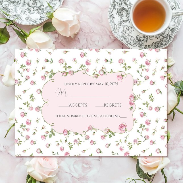 Quinceanera Blush Pink Rose Geburtstag RSVP Karte (Von Creator hochgeladen)