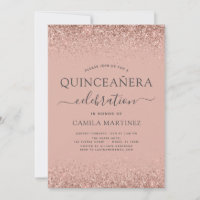 Quinceanera Blush Pink Rose Gold Glitzer Sparkone