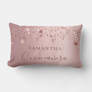 Quinceanera Blush Rosa Monogramm Name Funkeln Lendenkissen
