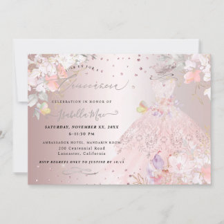 Quinceanera Blush Rose Glitzer Platterbsen Einladung