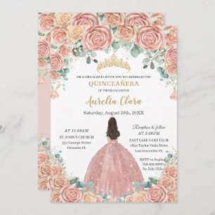 Quinceañera Blush Rose Gold Dress Princess Einladung