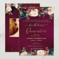 Quinceañera, Blush Wasserfarbe Blume DIY Sangria