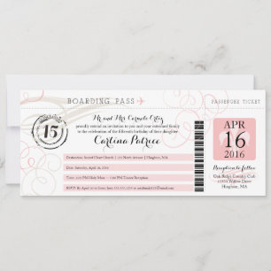 Quinceanera   Boarding Pass Einladung