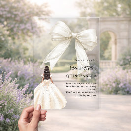 Quinceanera-Bogen Elfenbein Kleid Creme klar Luxus Acryleinladungen
