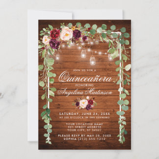 Quinceanera Botanische Blumenleuchten Einladung