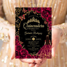 Quinceanera Burgund Gold Black