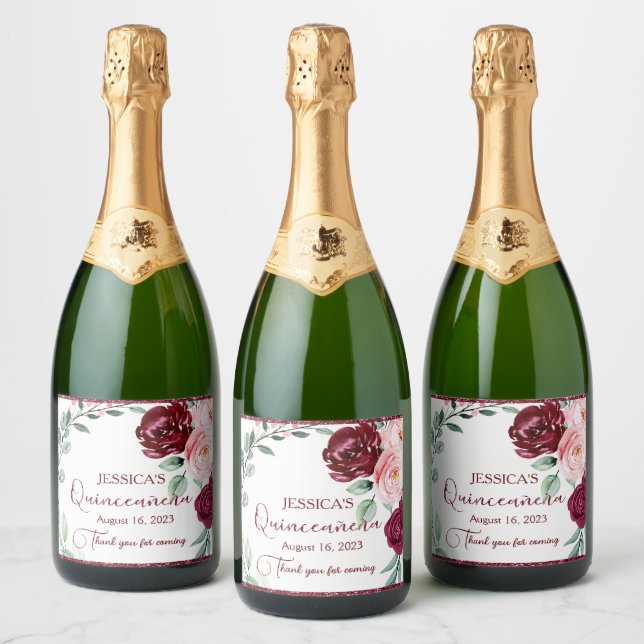 Quinceanera Burgund Rote Flora Labrador (Flaschen)