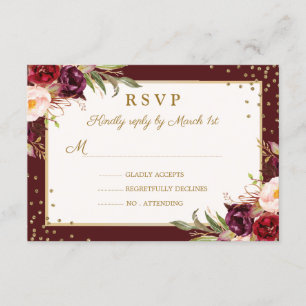 Quinceanera Burgundi UAWG RSVP Karte