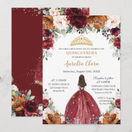 Quinceañera Burgundy Blush Rust BlumenPrinzessin Einladung
