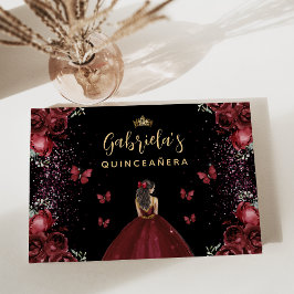 Quinceañera Burgundy Gold Black Floral Gästebuch