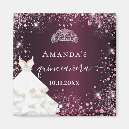 Quinceanera burgundy rosa tiara Kleidername Magnet