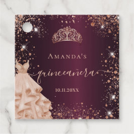 Quinceanera burgundy Rose gold tiara vielen Dank Geschenkanhänger