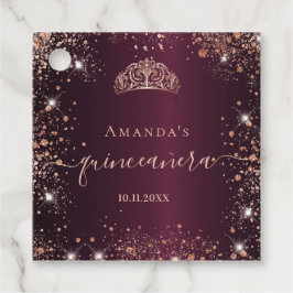 Quinceanera burgundy Rose gold tiara vielen Dank Geschenkanhänger