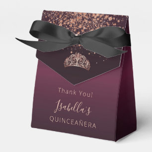 Quinceañera burgundy Rose gold tiara vielen Dank Geschenkschachtel