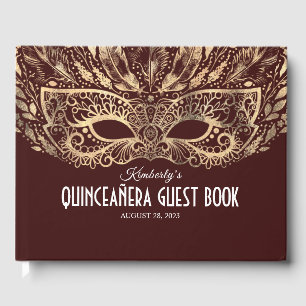 Quinceanera Burgundy und Gold Gästebuch