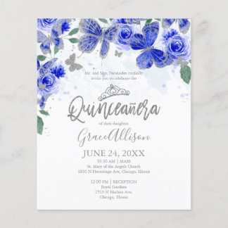 Quinceanera Butterfly Budget Einladung Bilingual