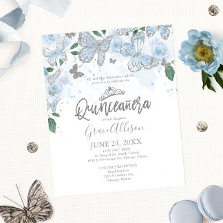 Quinceanera Butterfly Budget Einladung Bilingual