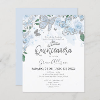 Quinceanera Butterfly Budget Einladung - Spanisch