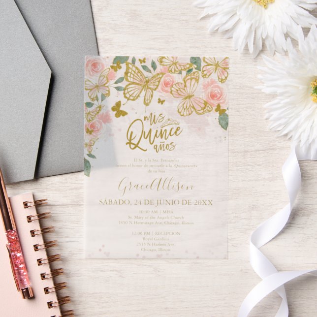 Quinceanera Butterfly Einladung Spanisch Aufnahme (Hochzeit)