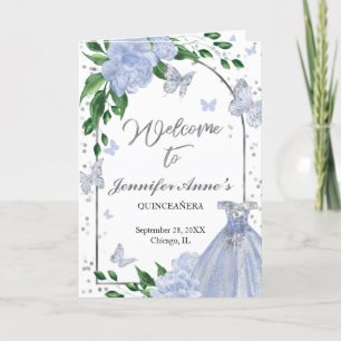 Quinceanera Butterflys Dusty Blue Gown Programme