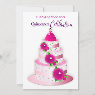 QUINCEANERA Celebration Einladung 3-Tier-Kuchen