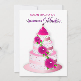 QUINCEANERA Celebration Einladung 3-Tier-Kuchen