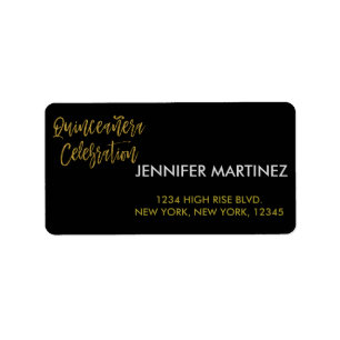 Quinceanera Celebration Gold Address Label Adressaufkleber