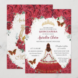 Quinceañera Charro Rote Blütenprinzessin Pferdesch Einladung