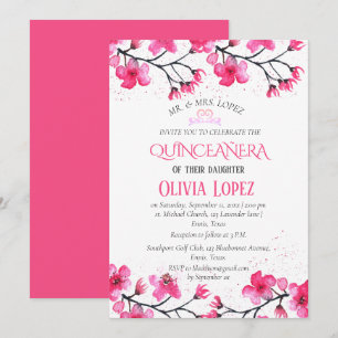 Quinceañera Cherry Blossom Floral 15. Geburtstag Einladung
