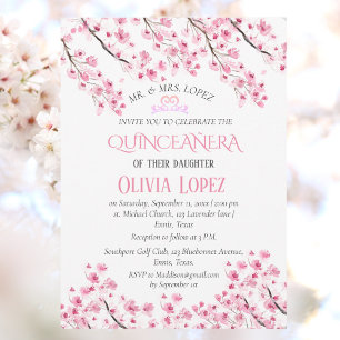 Quinceañera Cherry Blossom Floral 15. Geburtstag Einladung