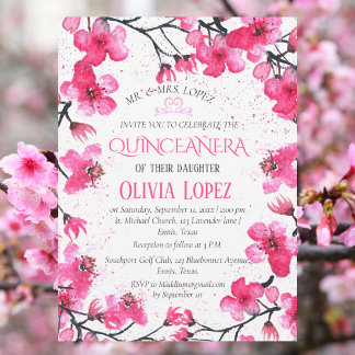 Quinceañera Cherry Blossom Floral 15. Geburtstag Einladung