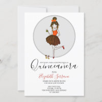 Quinceanera Chica en vestido de fiesta invitación